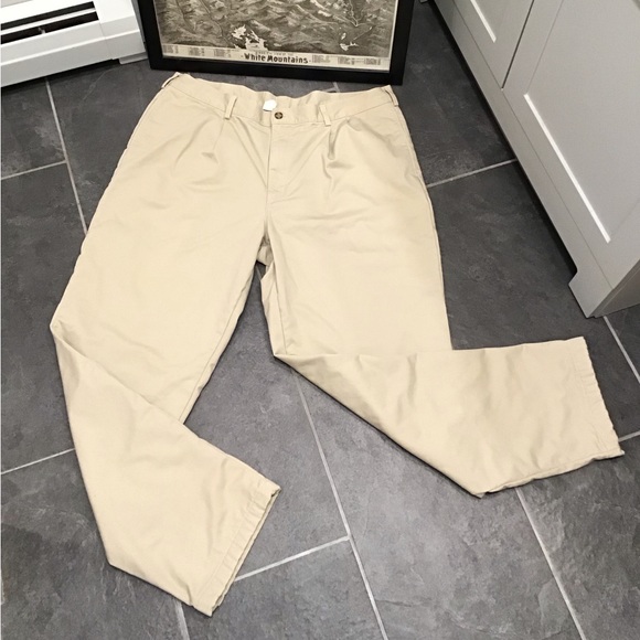 Vintage LL Bean Mens Flannel Lined Pants Size 42x34 Pleated Khakis Straight Leg - Picture 4 of 16